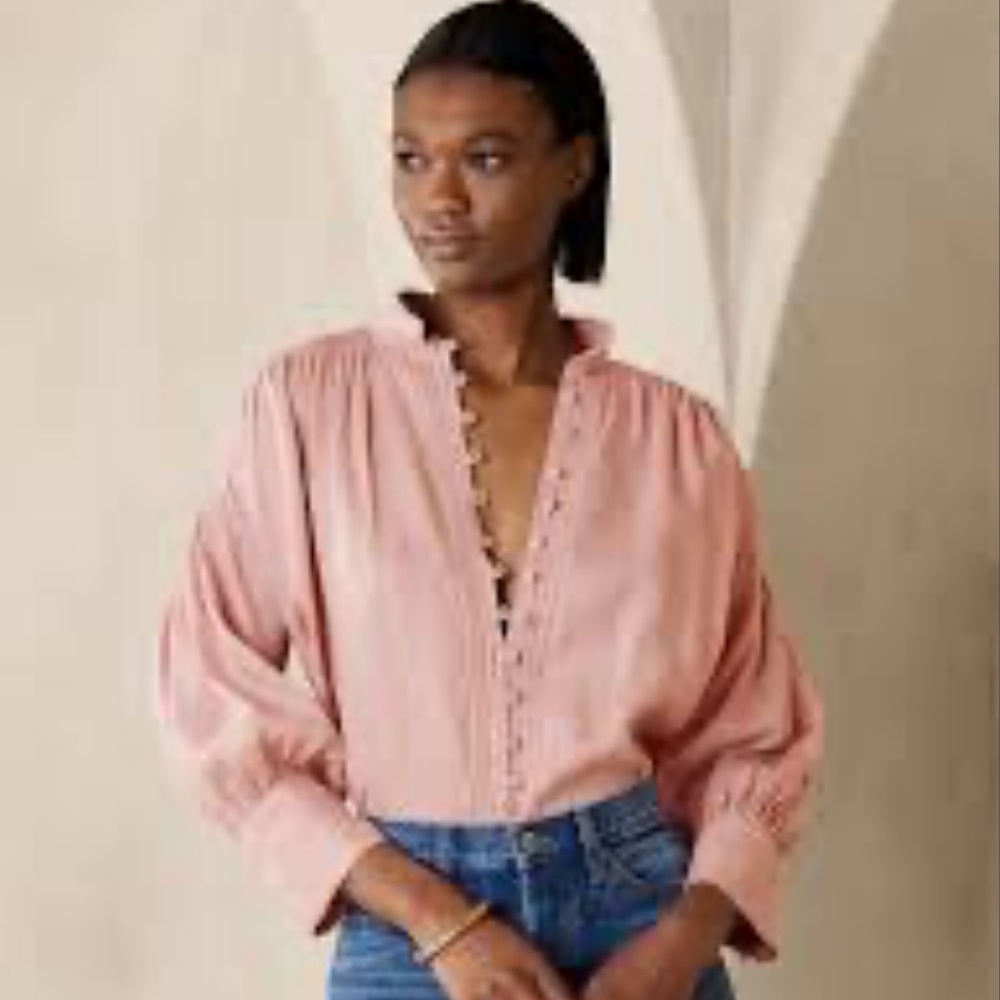 Banana Republic Dusty Rose Peasant Blouse
